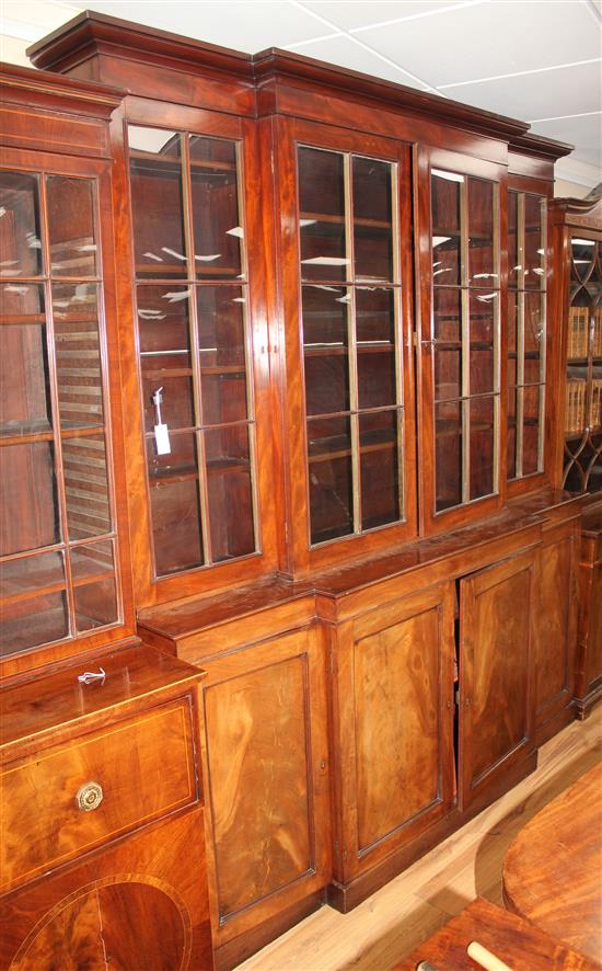 A George III mahogany breakfront bookcase, W.7ft, H.7ft 8in. D.1ft 7in.